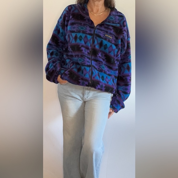 Vintage 90’s Dreimar Fleece Full-zip Jacket XL Southwestern Aztec Print - Picture 7 of 12